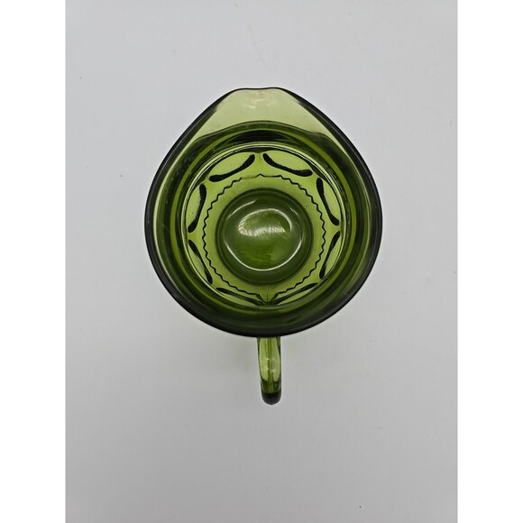 Vintage Indiana Glass Kings Crown Thumbprint Creamer Cup Avocado Green - Picture 5 of 10